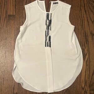 Vince Camuto Beaded White Sleeveless Top